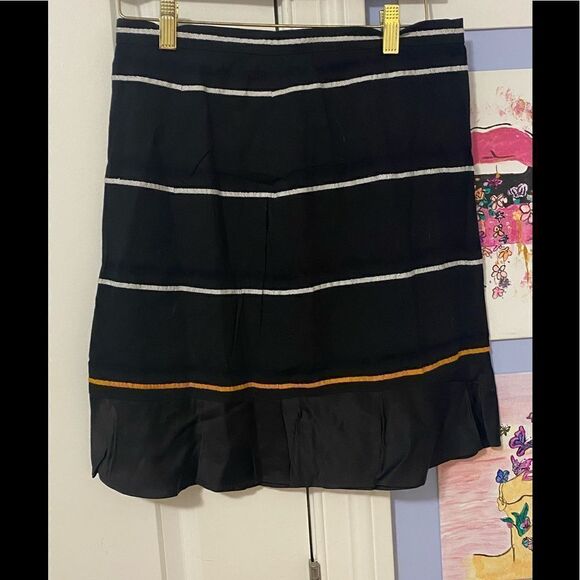 Rag & Bone Ruffle-Hem Mini Skirt  Black with stripes - Picture 1 of 7